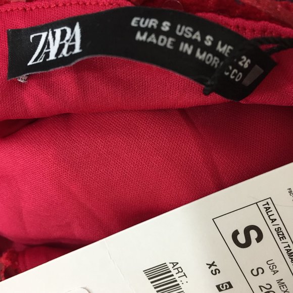 NWT ZARA Red Embellished Sequined Asymmetric Double Strap Front Lined Dress - Picture 2 of 8